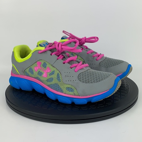 Under Armour Gray/Blue/Pink Athletic Running Shoes 1242015-035 Youth Size 6Y - Picture 3 of 12